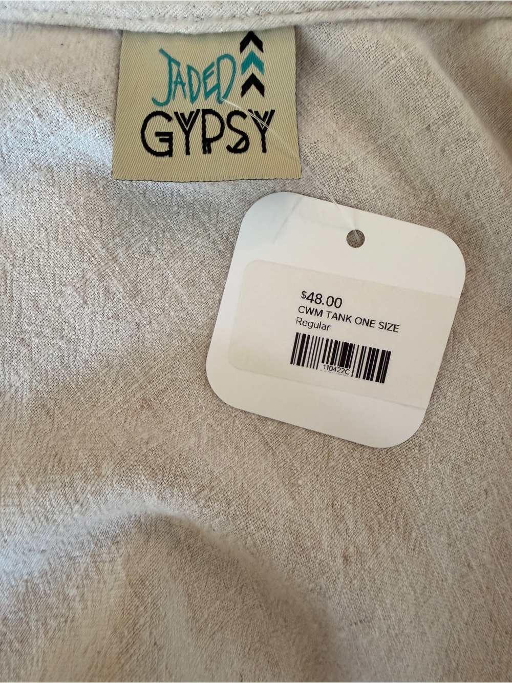 Jaded Gypsy "Come with Me" Light Beige Cotton Frayed V-Neck Camisole Tank Top OS - Picture 6 of 9